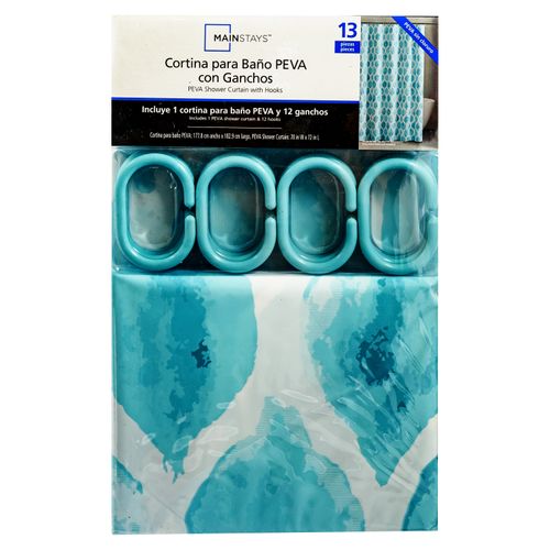 Set De Cortinas Baño Con Ganchos Dmba