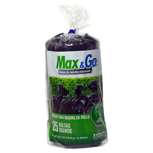 Bolsa Para Basura Max&Go Color Negra Rollo Color Grande- 25 Unidades