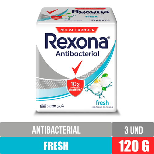 3 Pack Jabón En Barra Rexona Antibacterial Fresh - 360gr