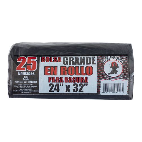 Bolsa Bas Hercules Negra Roll Gde 25Un