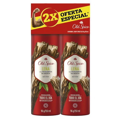 2 Pack Body Spray Old Spice Leña Con Fragancia de Menta- 300ml
