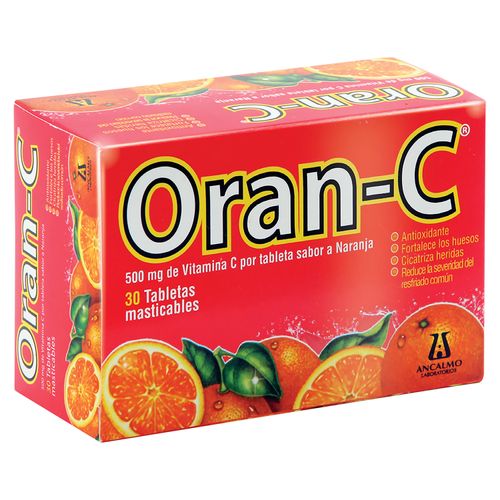 Vitamina Oran C  Masticables Con Sabor A Naranja-30 Tabletas