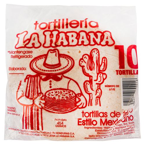 Tortillas La Habana De Harina 10 Unidades - 454Gr