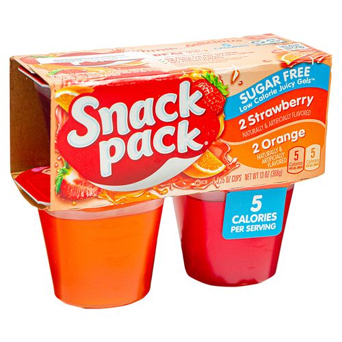 4 Pack Gelatina Snack Pack Naranja Sin Azucar - 92Gr