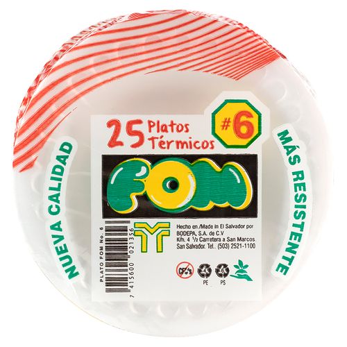 Plato Fom Desechable Bodepa N6 25Unid