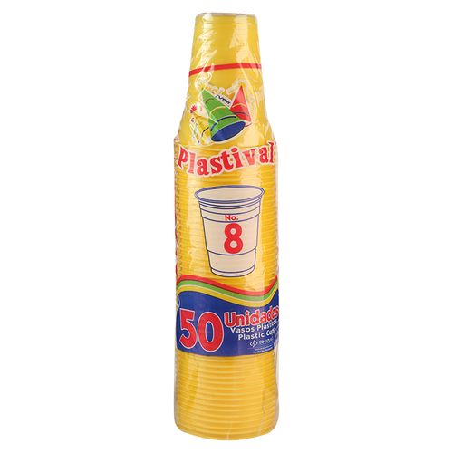 Vaso Plastival Desechable N8 De Colores - 50 Unidades