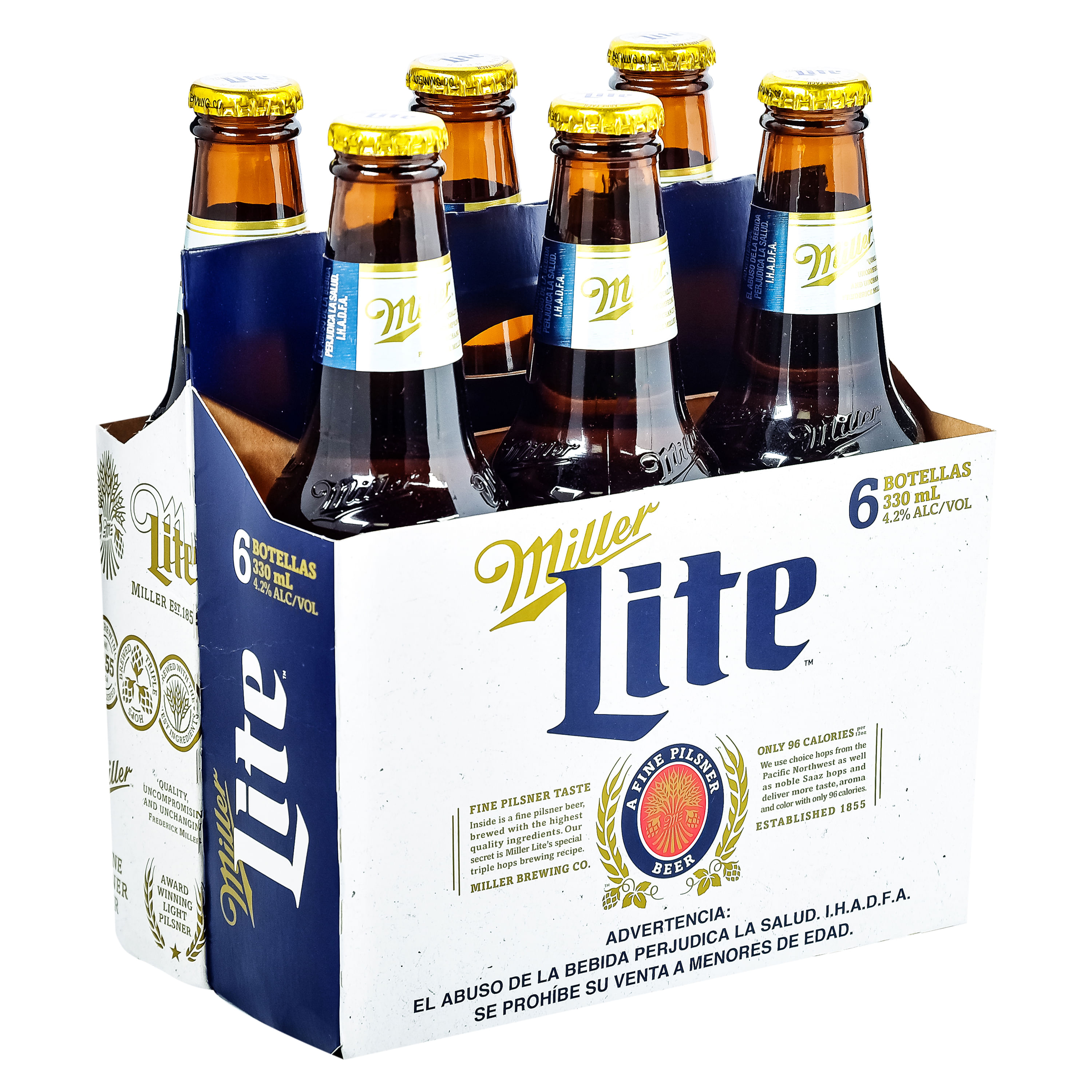 6 Pack Cerveza Miller Lite Botella - 2130Ml