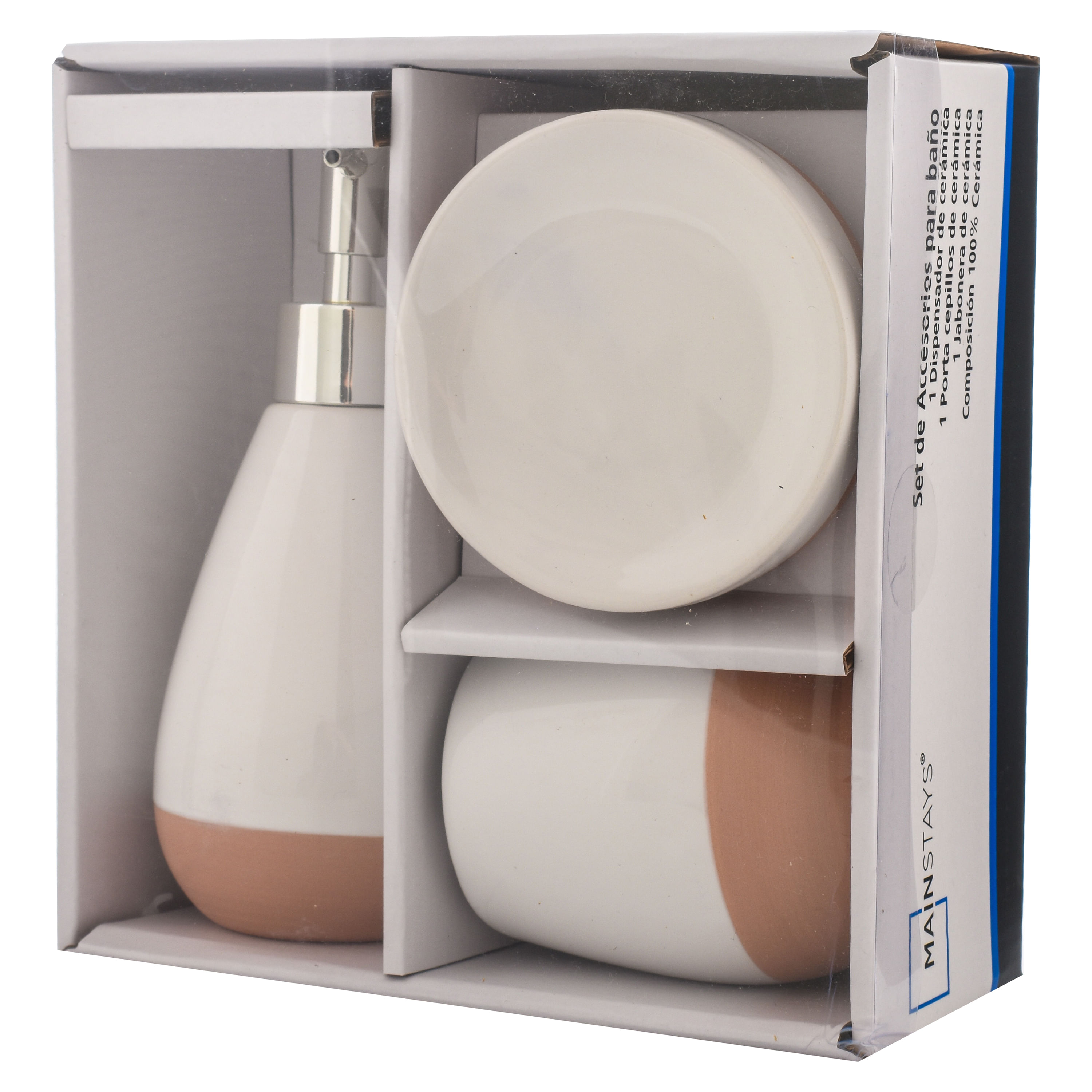 Comprar Set De Baño Mainstays De Ceramica Blanco-3 Piezas