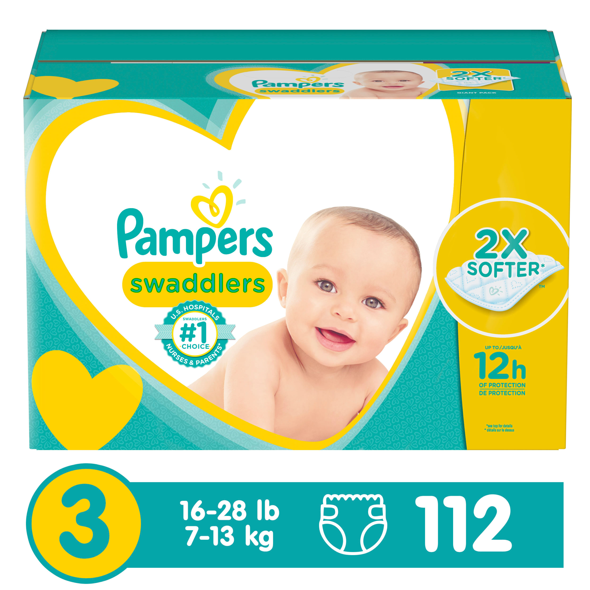  Pampers Pañales Swaddlers, talla 2, 32 unidades : Bebés