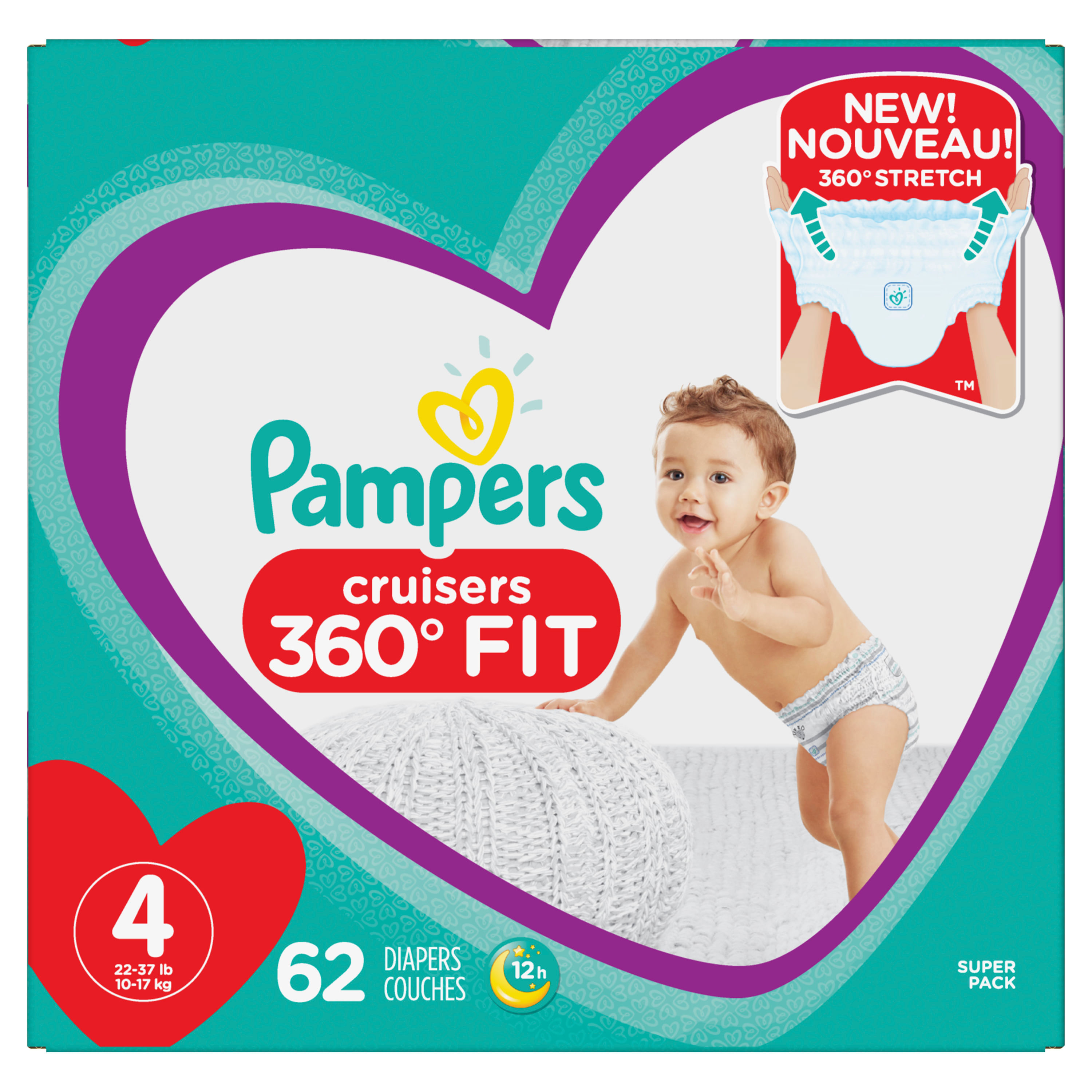 Pampers Cruisers Pañales - Talla 4, 70 unidades, pañales desechables para  bebés activos con estiramiento personalizado