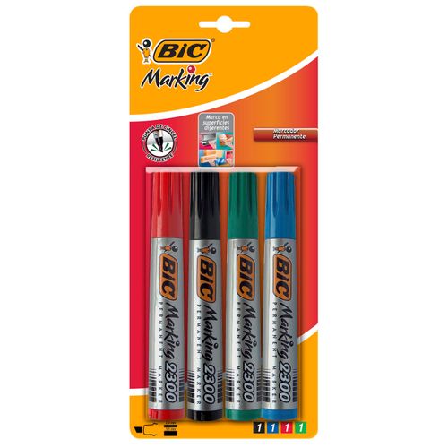 Marcador Perm Bic 2300 Surtido Bl 4Ea