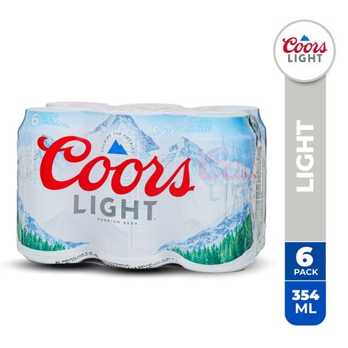6 Pack Cerveza Coors Light Lata-  354 ml