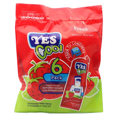 6 Pack Yogurt Yes Cool Fresa - 115Gr