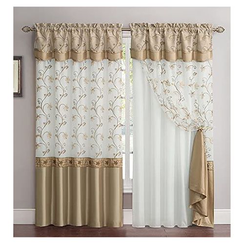 Set Mainstays de 2 Cortinas Doradas Con Blanco