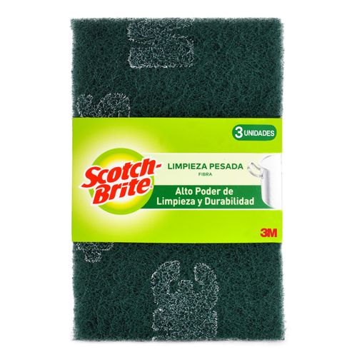 Fibra Scotch-Brite® Limpieza Pesada Cuadrada- 3  Unidades