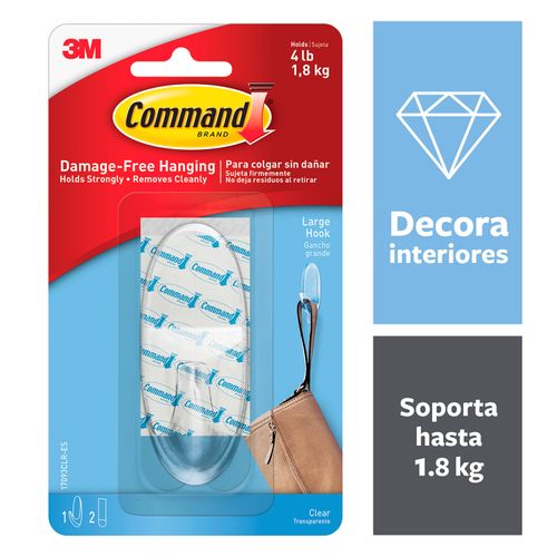 GANCHO COMMAND TRANSPARENTE GRANDE - 1Uds