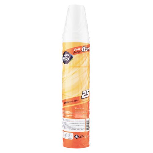 Vaso Supermax Desechable Foam Paquete  De 25 Unidades- 8oz