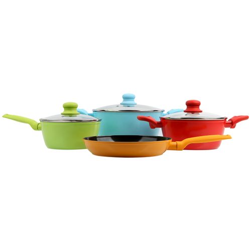 Bateria Mainstays Ceramica de colores 7pz