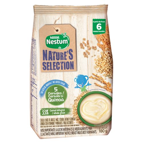Cereal Infantil NESTUM Nature's Selection 5 Cereales con Quinoa Bolsa 180g