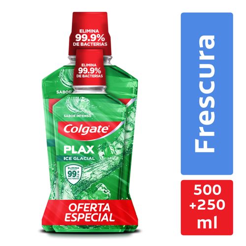 Enjuague Bucal Colgate Plax Ice Glacial  500 ml + 250 ml