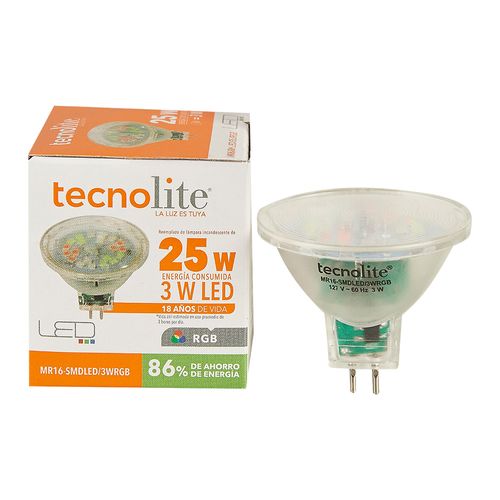 Bombillo Tecnolite Led MR16  3WRGB