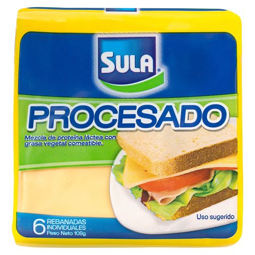 Queso Procesado Sula 6 Rebanadas 108 Gr