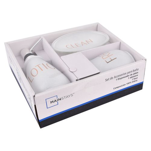 Set Mainstays 3 Piezas Dispensador Vaso Y Plato