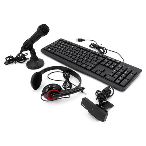 Kit Durabrand Contiene : Auriculares (Con Cable De 3,5 Mm), Teclado (Con Cable) Y Cámara Web 720P Y Micrófono (Con Cable)