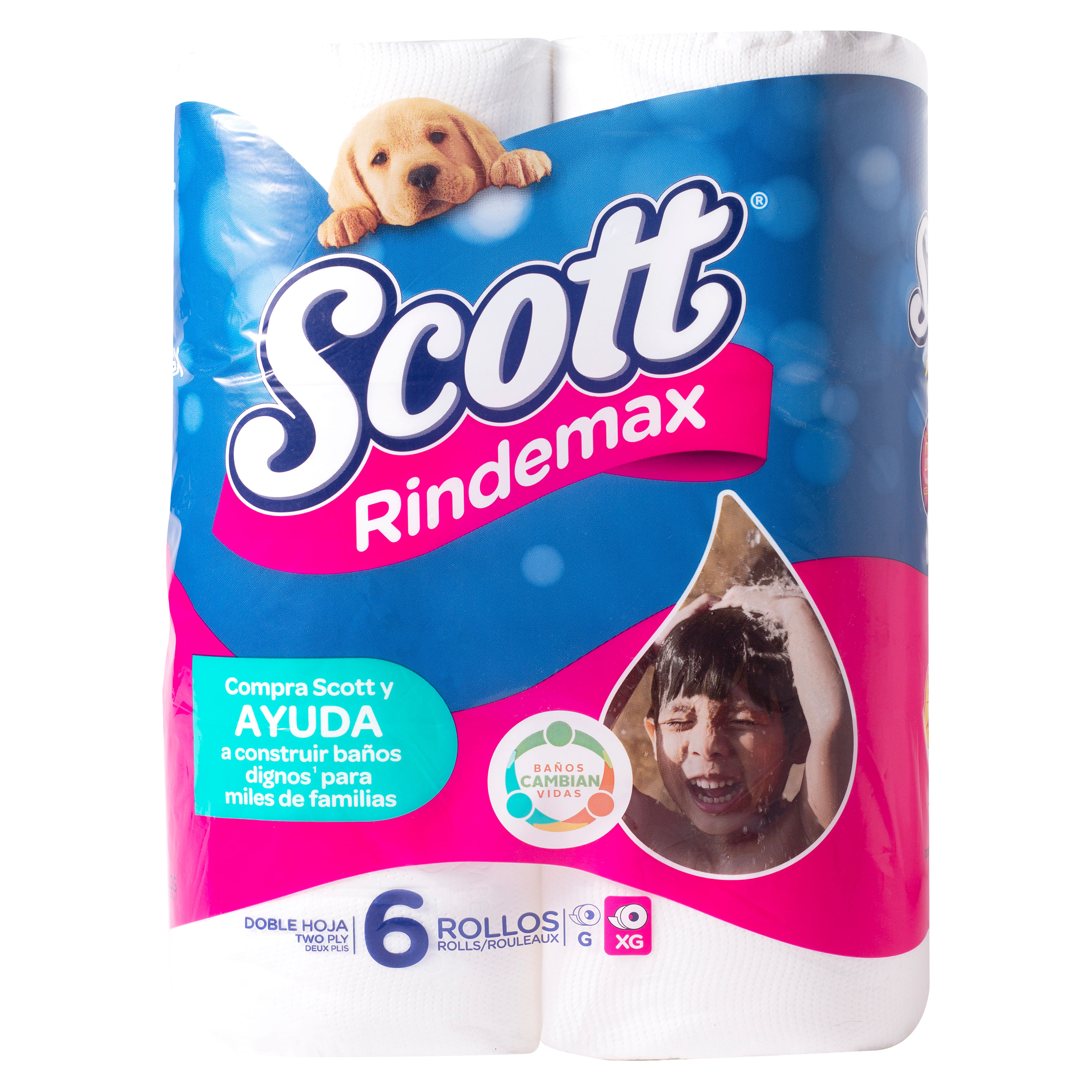 Papel Higiénico Scott Rindemax Doble Hoja - 6 Rollos - Paiz Honduras