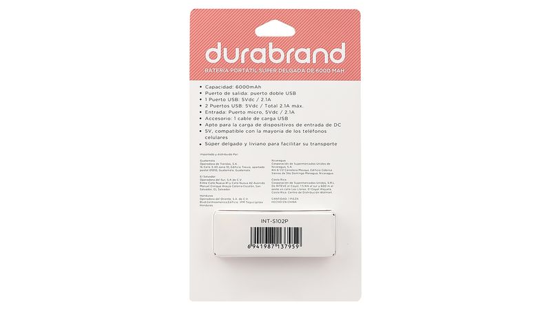 Comprar Batería Portatil Durabrand6000Mah