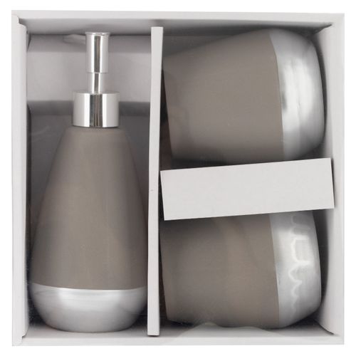 Set de baño mainstays, 3 piezas, ceramica, color plateado. Modelo: CAMCST-086