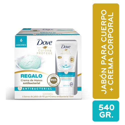 6Pk Jabon Dove Antibacterial Cuida Y Proteg Mas Crema 540 Gr