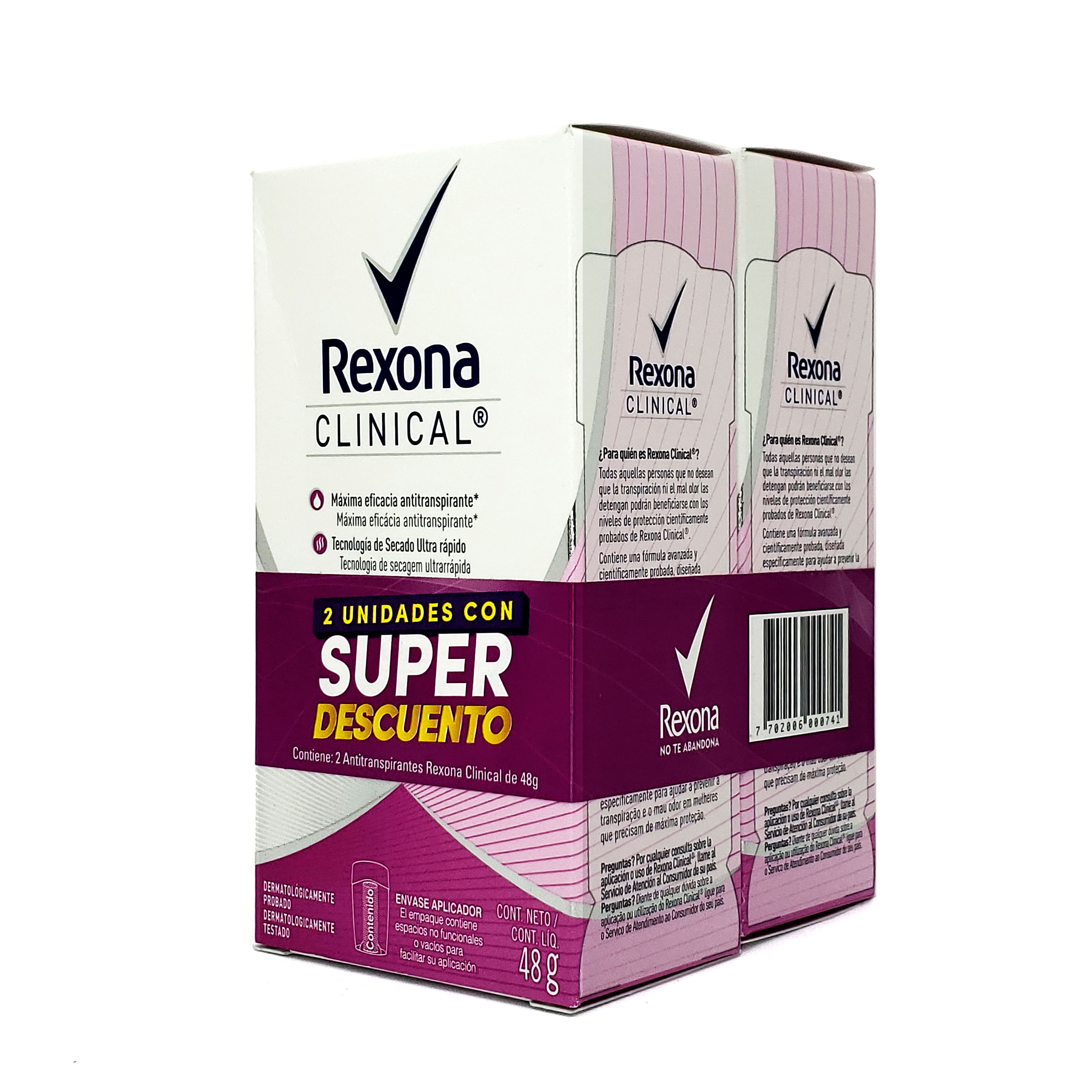 REXONA desodorante CLINICAL antitranspirante en crema para dama 48 g