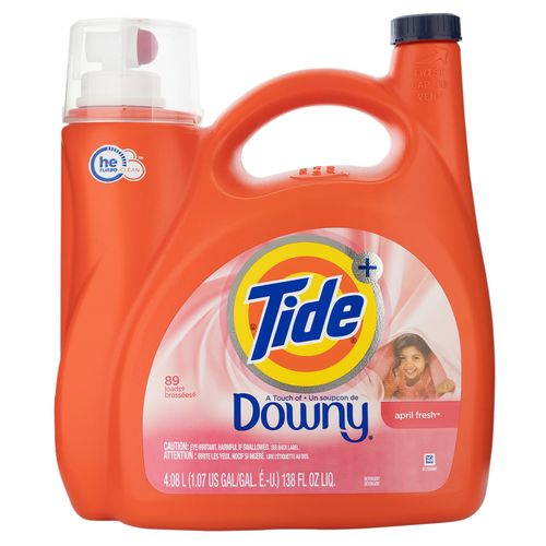 Detergente líquido para ropa Tide con un toque de Downy, April Fresh, 89 cargas, 138 fl oz, compatible con HE