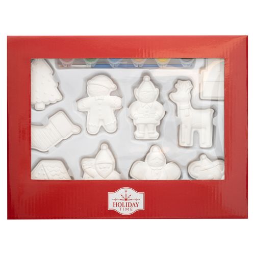 Set 10 figuras navideñas para pintar, material yeso Modelo FGL40182