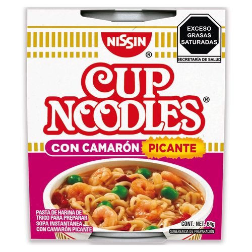 Sopa Instantanea NISSIN Cup Noodles Sabor Camaron Picante Vaso - 64gr