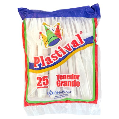 Tenedores Plastival Desechables Grande - 25 Unidades