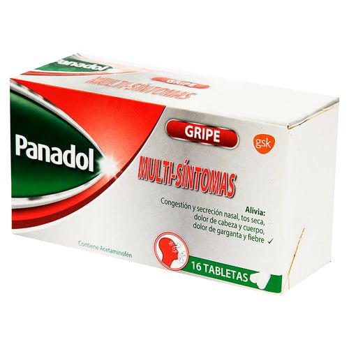 Tabletas Panadol Gripe Multisintomas 16 Und