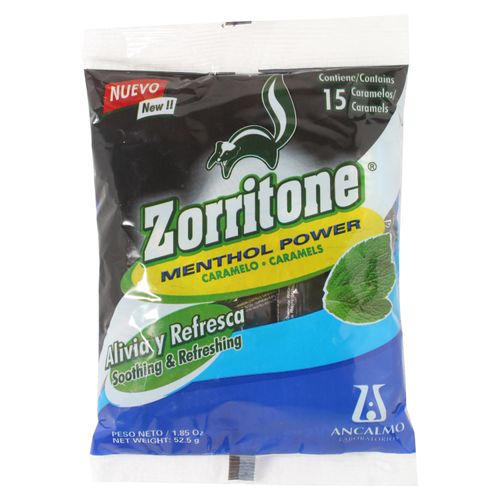 Caramelo Zorritone menthol bolsa 15 unidades - Precio indicado por bolsa