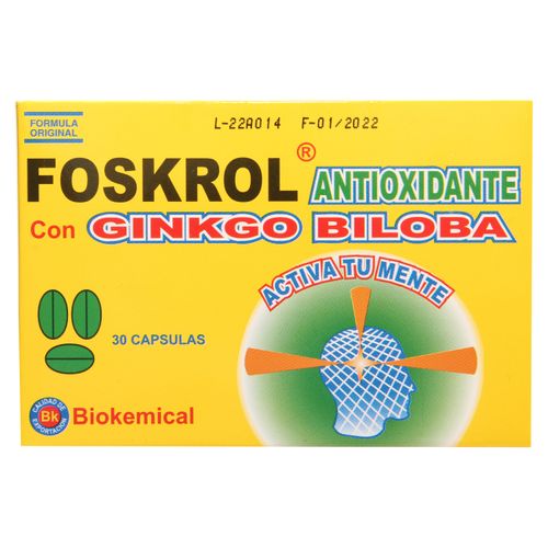 Antioxidante Ginkgo Biloba Foskrol Biokemical 30 unidades