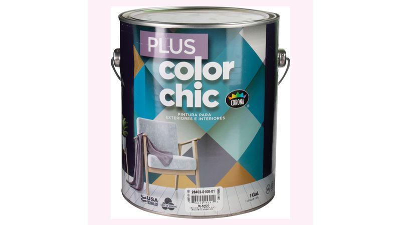 Comprar Pintura Latex Marca Color Chic Plus Formula Mejorada Para  Interiores Color Blanco - 1 Galon