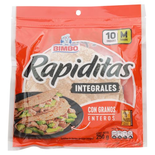 Tortilla Bimbo Trigo Mediana Integral 10 Unidaes -  250gr