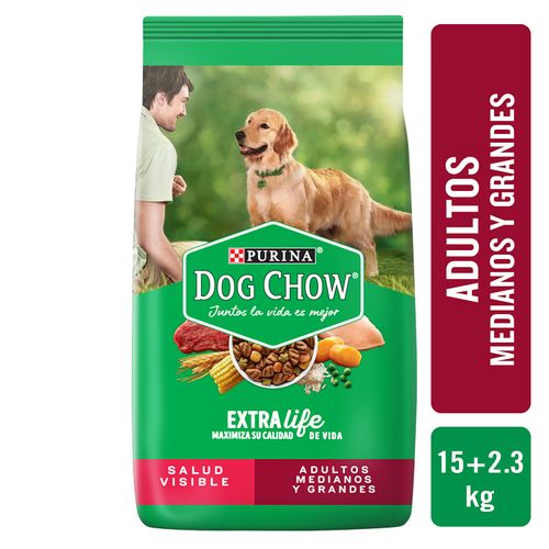 Alimento Perro Adulto Purina Dog Chow Medianos y Grandes Bonus Bag -15kg + 2.3kg (38lb)