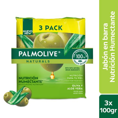 Jabon Corporal Palmolive Naturals Sensación Humectante Oliva y Aloe 100 g 3 Pack