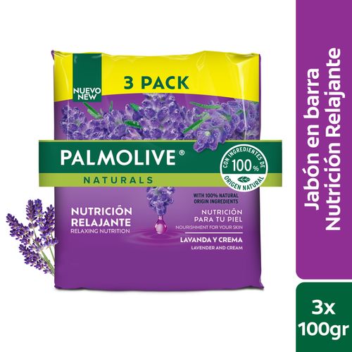 Jabón Corporal Palmolive Naturals Nutrición Relajante Lavanda Y Crema 3 Pack - 300g