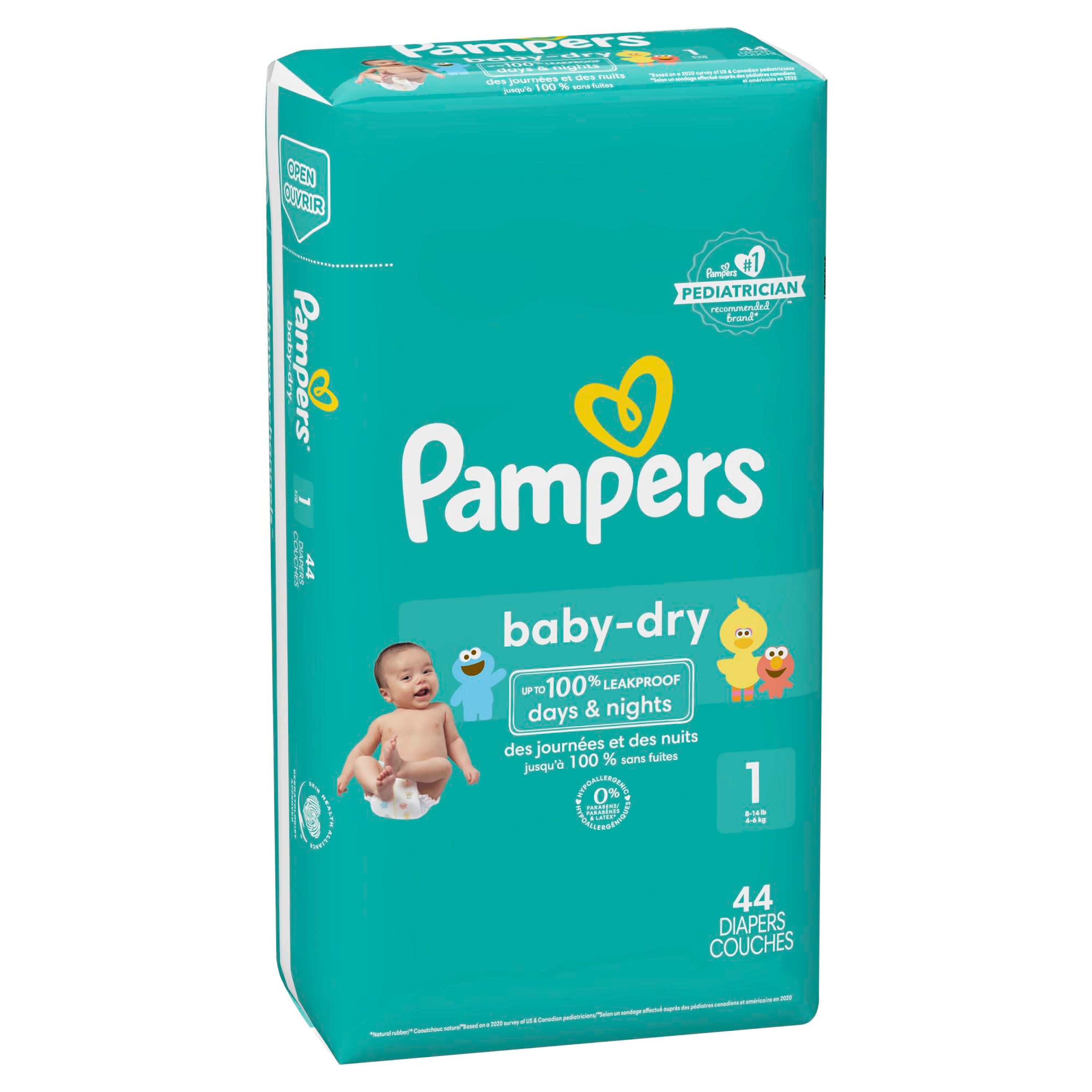 Pampers Baby-Dry - Pañales desechables absorbentes, talla 1, 204 unidades