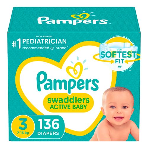 Pañales Marca Pampers Swaddlers Talla 3, 7-13kg - 136Uds