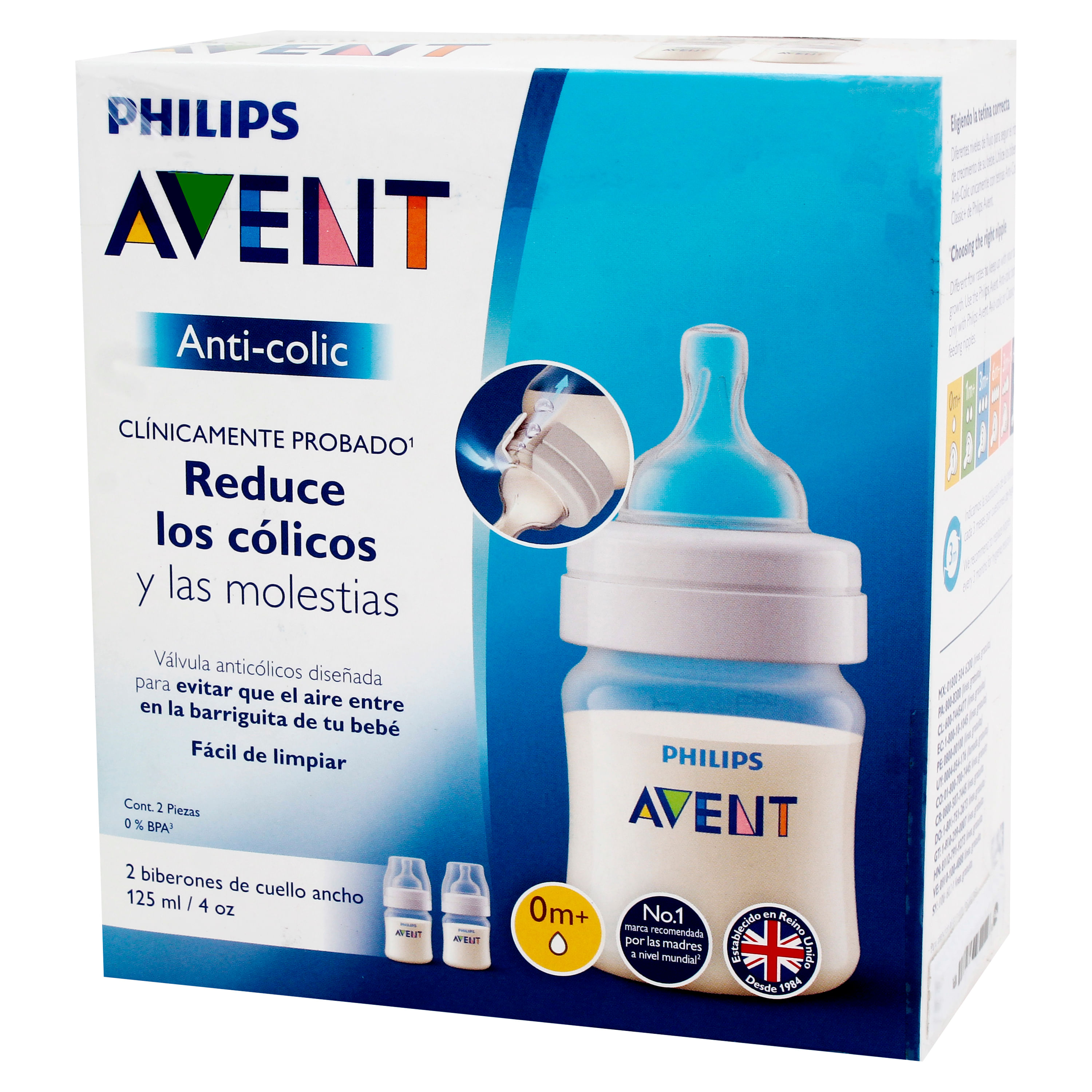 Biberón Philips Avent Natural de Cuello Ancho, 4 oz (2 uds) –
