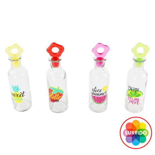 Botella De Vidrio Marca Zibo con Tapa De Flor