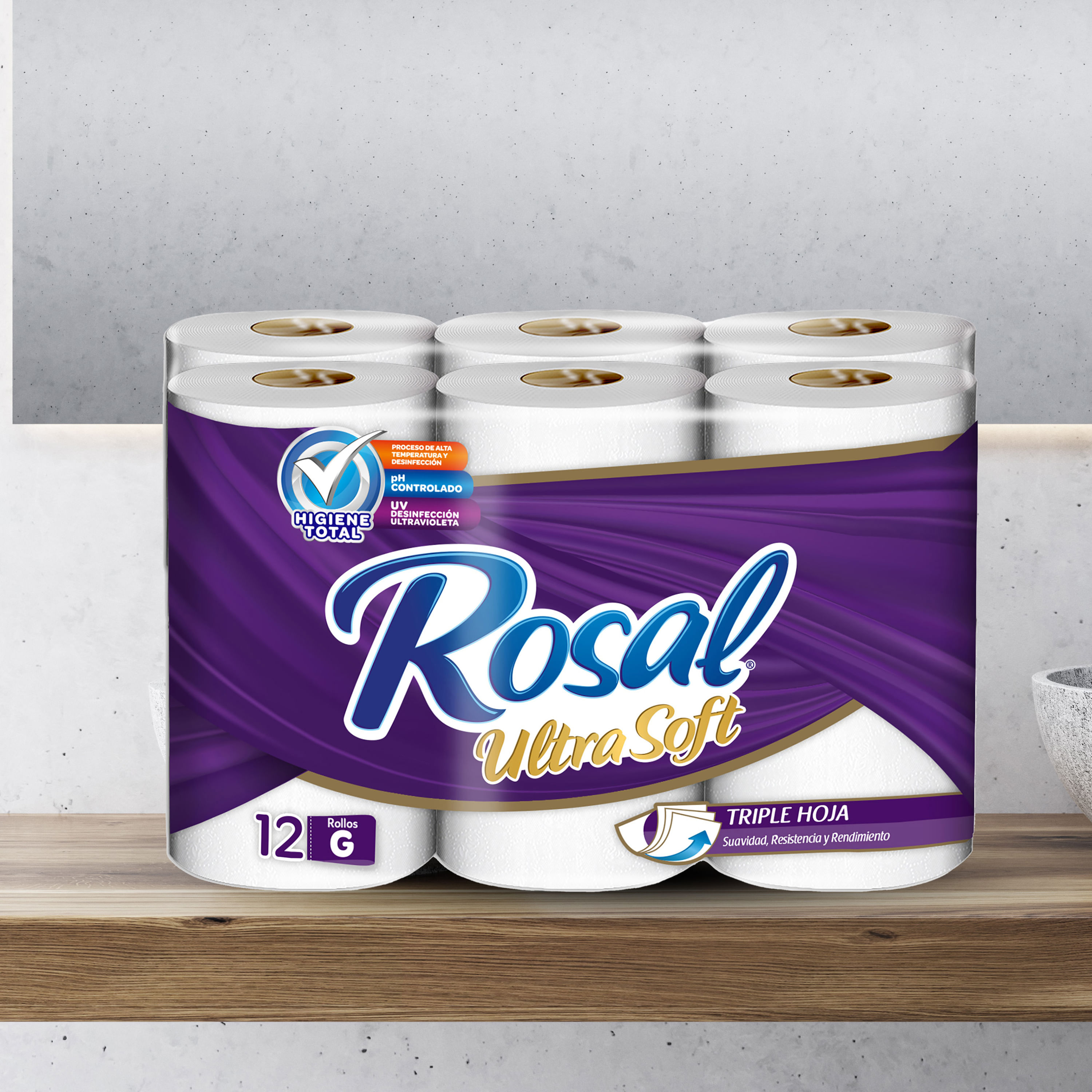 Comprar Papel Higiénico Rosal Morado, Triple Hoja - 18 Rollos